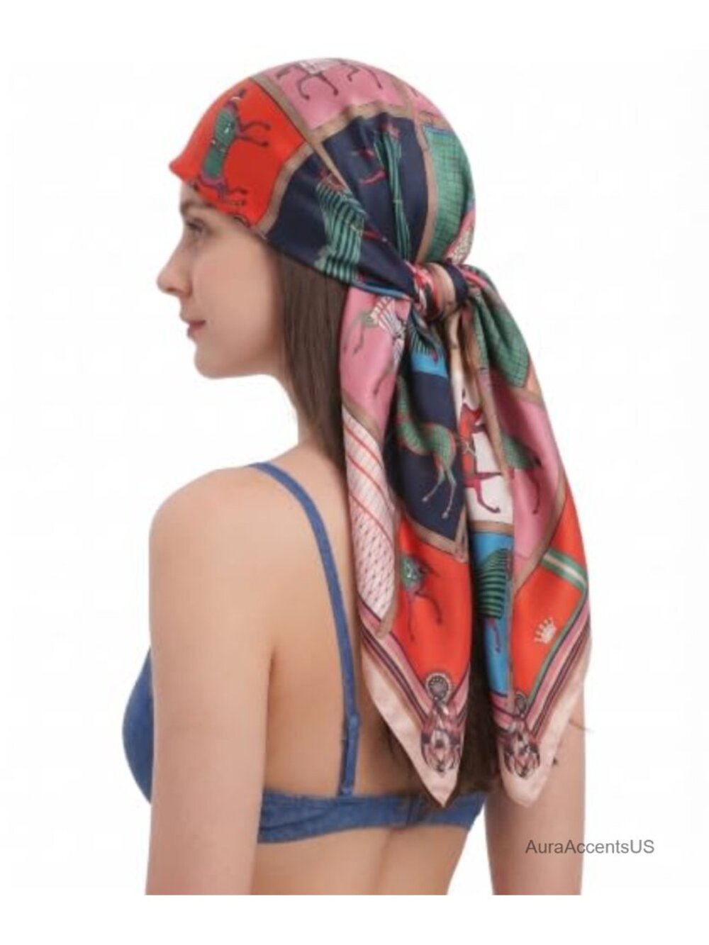 Silk Feeling Satin Scarf Large Square Headscarf 35x35